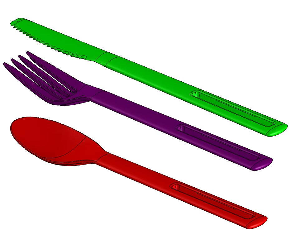 CAD development for spoon, fork, and knife forms