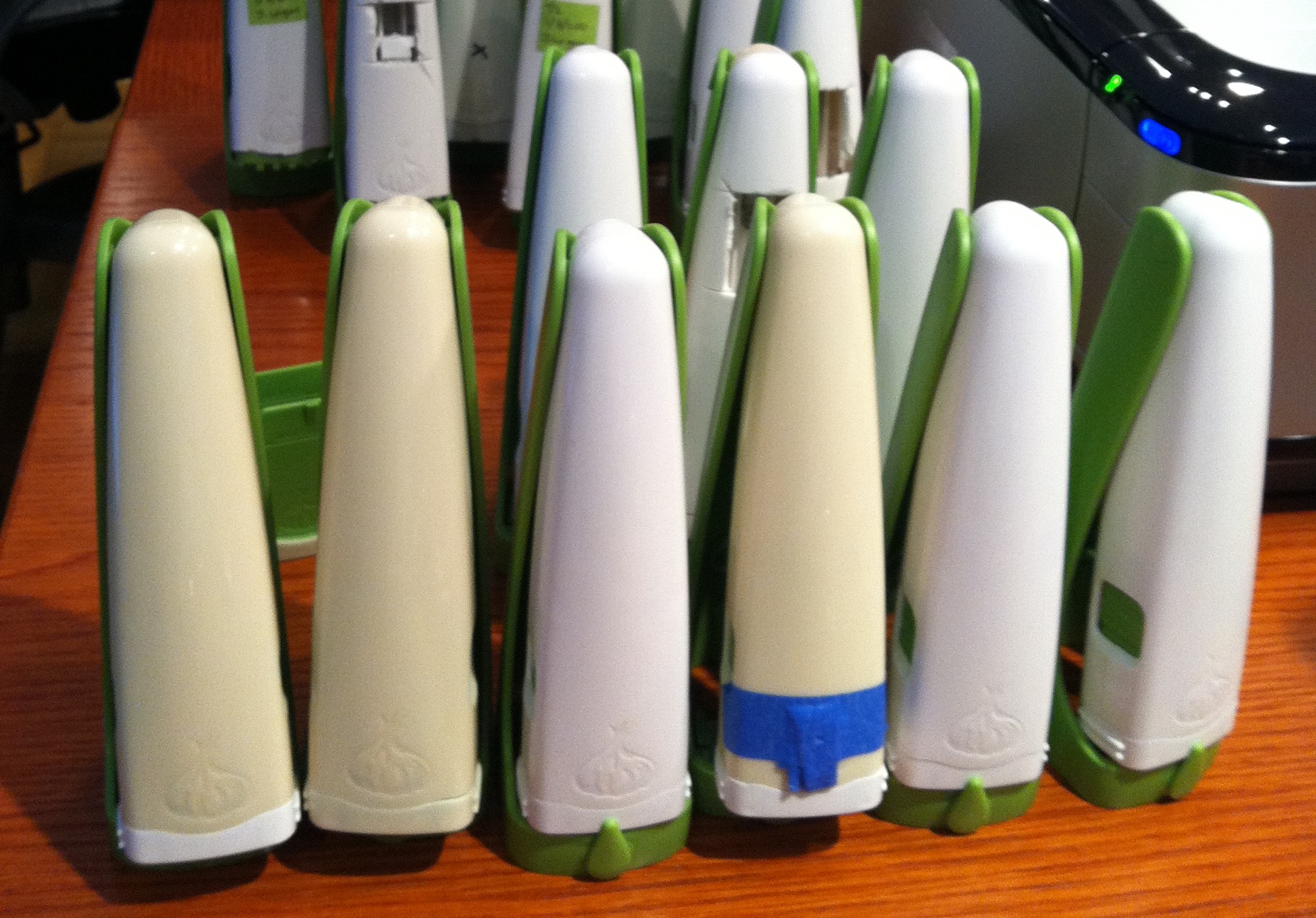 Off-tool garlic mincer samples used to refine size, fit, and interaction