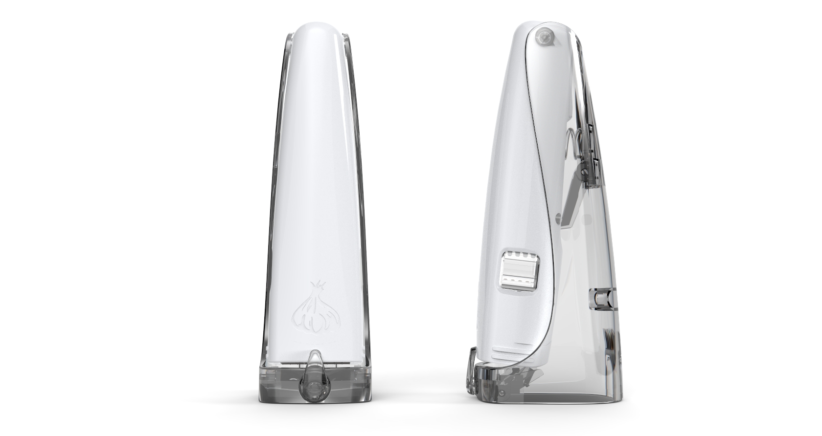 Transparent front and side renderings of the resolved garlic mincer