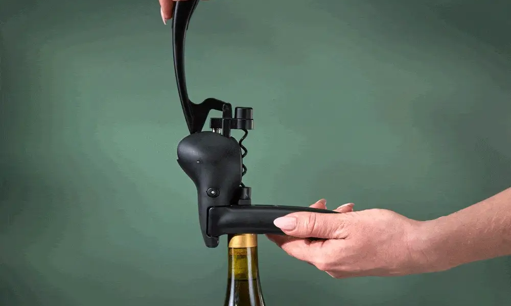 Black Rabbit lever corkscrew in use