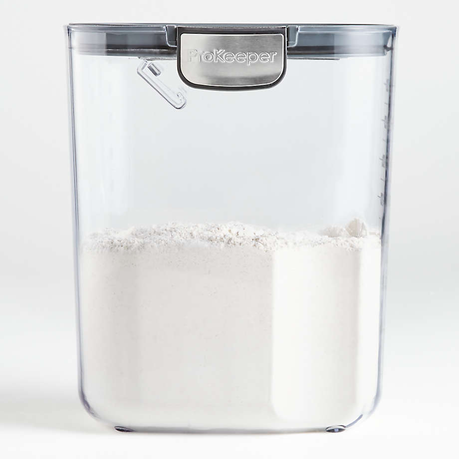 Front view of the ProKeeper flour container filled with flour
