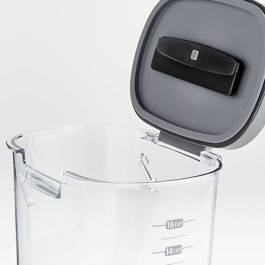 ProKeeper flour container open to show the integrated tool beneath the lid
